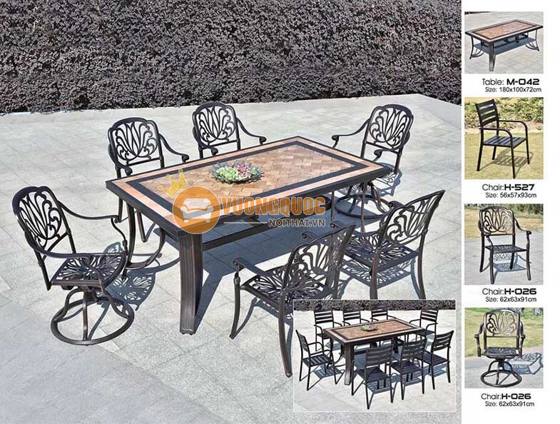 Bộ bàn ghế hợp kim nhôm ngoài trời ZX M042H026-1